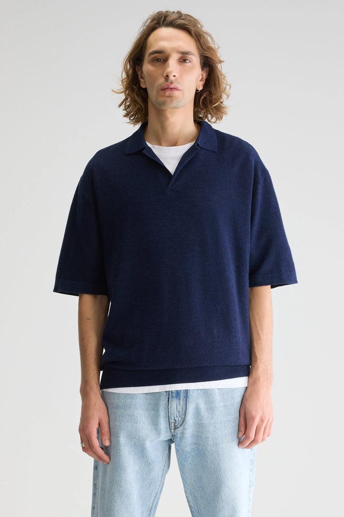 Bellerose Pull Polo à Manches Courtes Bleu Pour Homme
