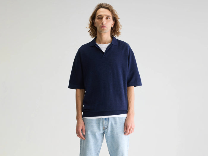 Bellerose Pull polo à manches courtes bleu pour homme