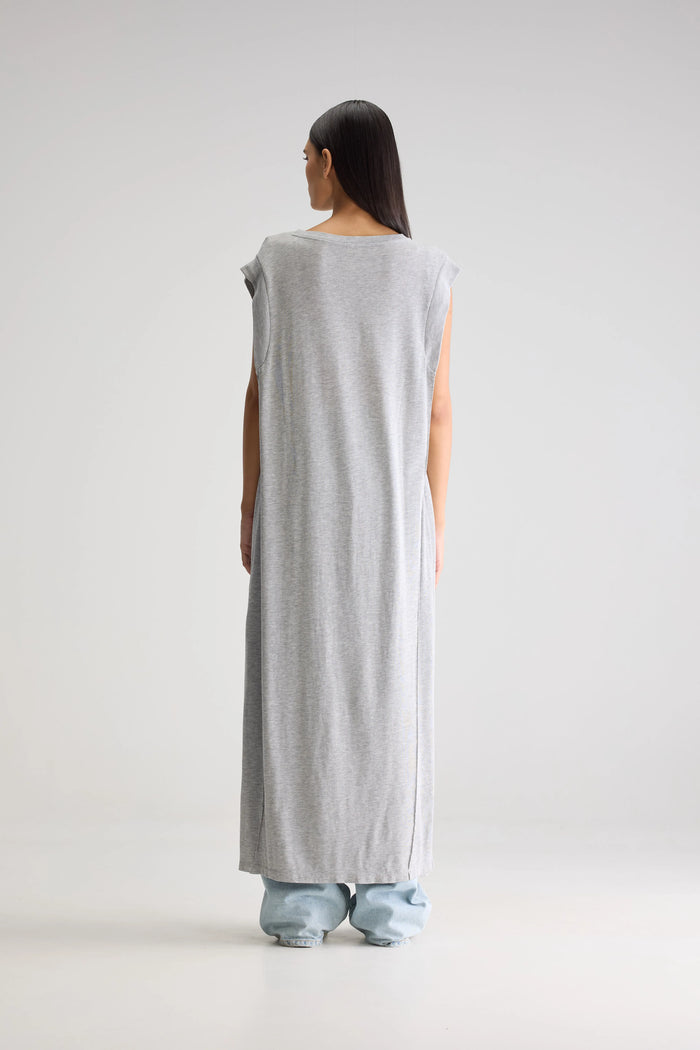 Bellerose Robe Longue Grise Sans Manches Pour Femmes