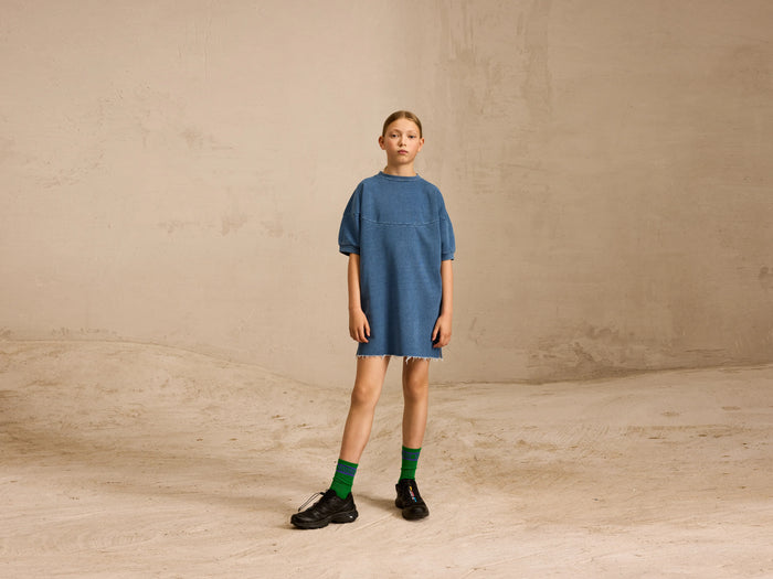 Bellerose Robe Sweatshirt Oversize Bleue Pour Filles