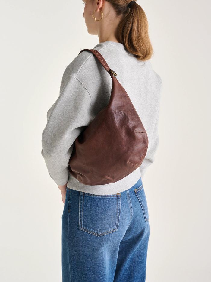 Bellerose Sac à Bandoulière En Cuir Marron Pour Femmes