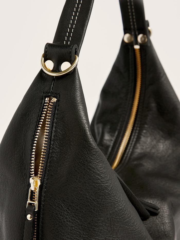 Bellerose Sac à Bandoulière En Cuir Noir Pour Femmes