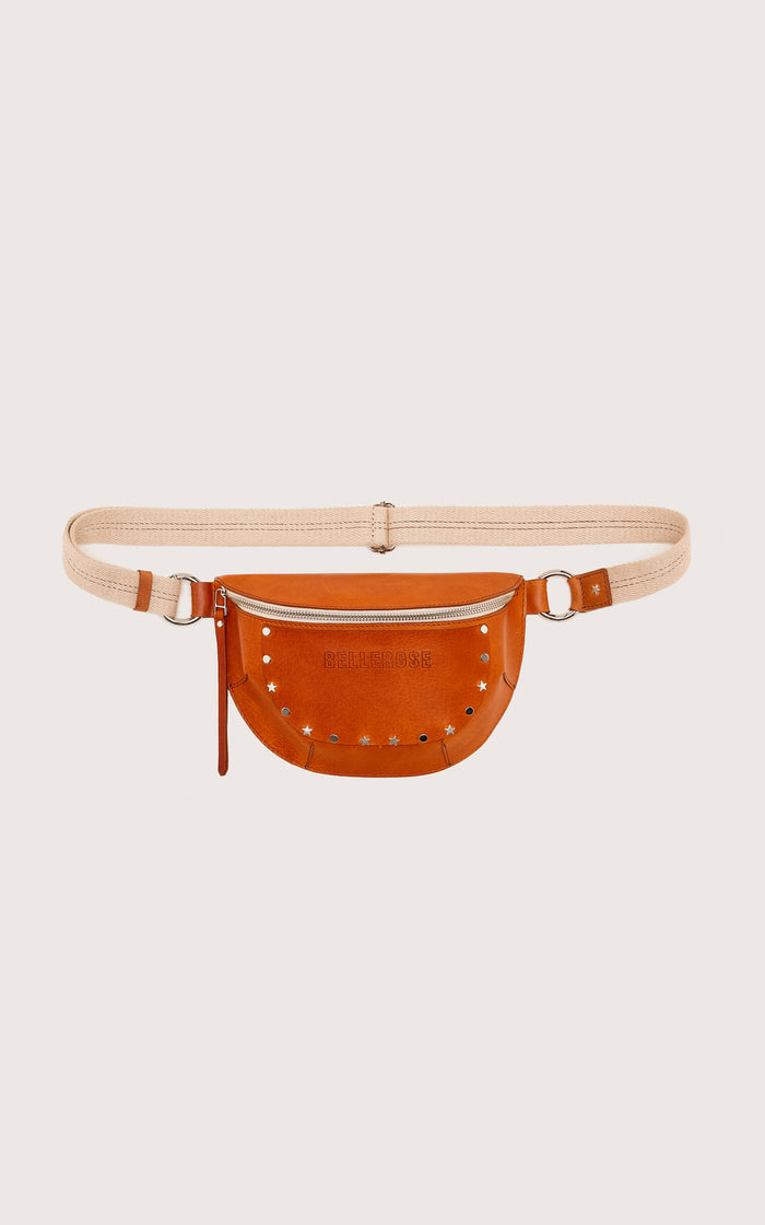 Bellerose Sac Bandoulière Clouté Cuir Marron Pour Femmes
