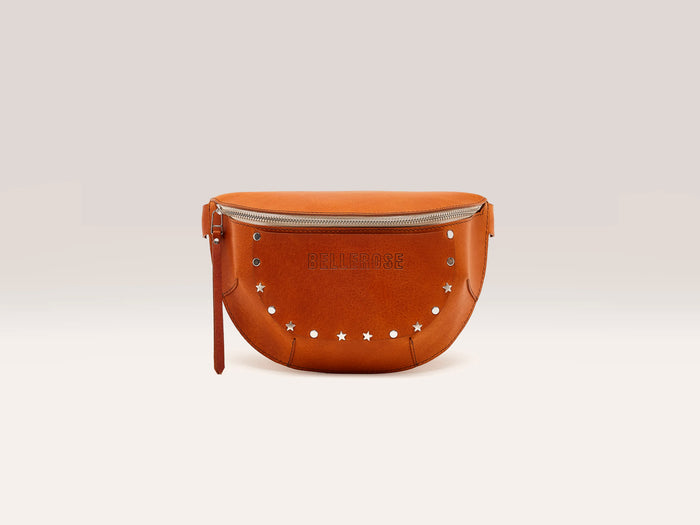 Bellerose Sac bandoulière clouté cuir marron pour femmes