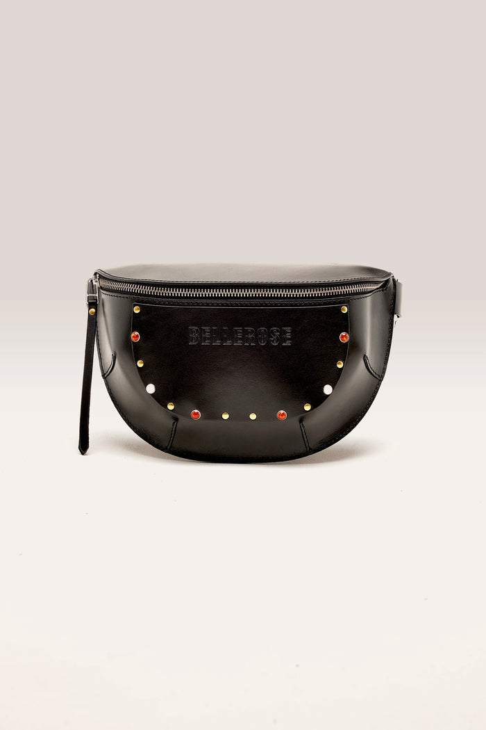 Bellerose Sac Bandoulière Clouté En Cuir Noir Pour Femmes