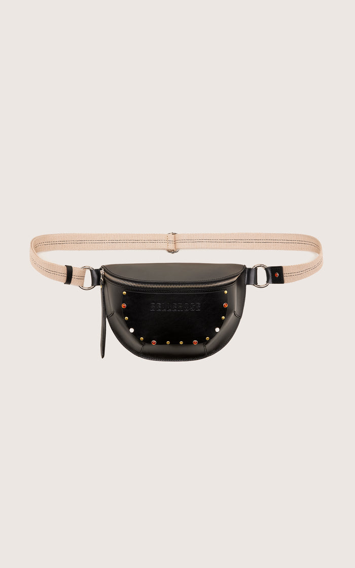 Bellerose Sac Bandoulière Clouté En Cuir Noir Pour Femmes
