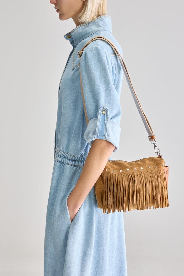 Bellerose Sac Bandoulière En Daim Avec Franges Pour Femmes