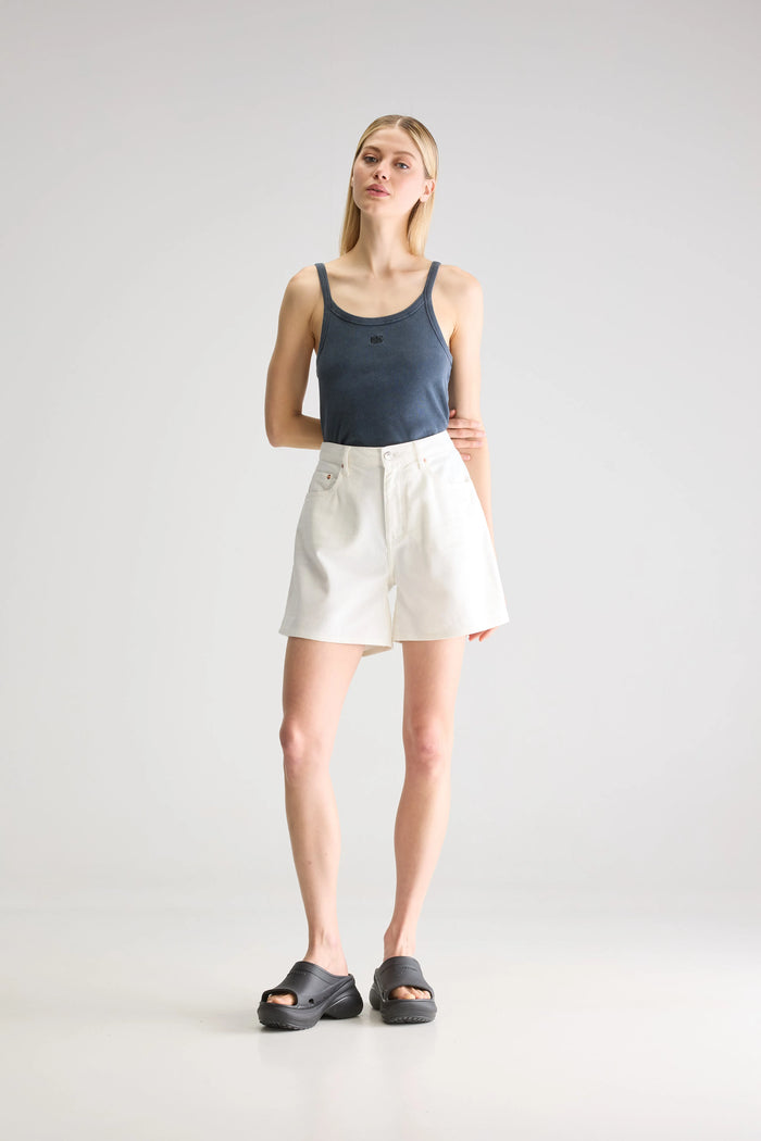 Bellerose Short Boyfriend En Denim Blanc Pour Femmes