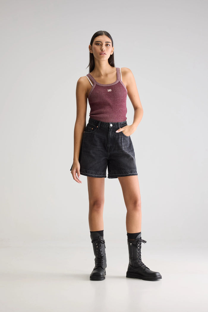 Bellerose Short Boyfriend En Denim Noir Pour Femmes