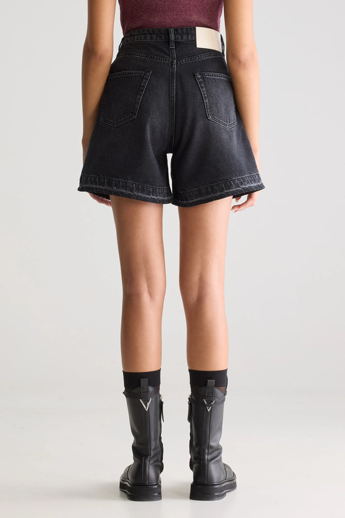 Bellerose Short Boyfriend En Denim Noir Pour Femmes