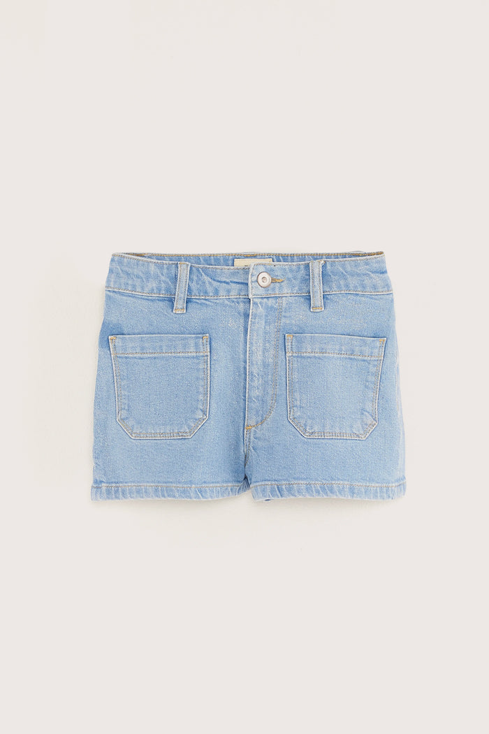 Bellerose Short En Jean Argenté Taille Haute Pour Filles