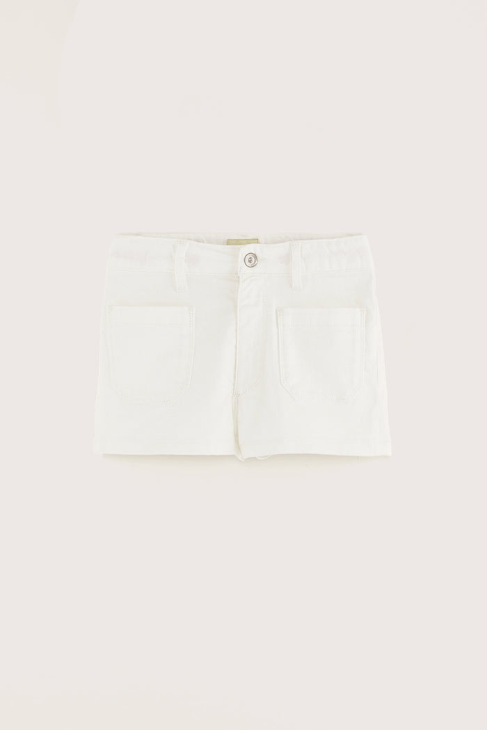 Bellerose Short En Jean Blanc Taille Haute Pour Filles