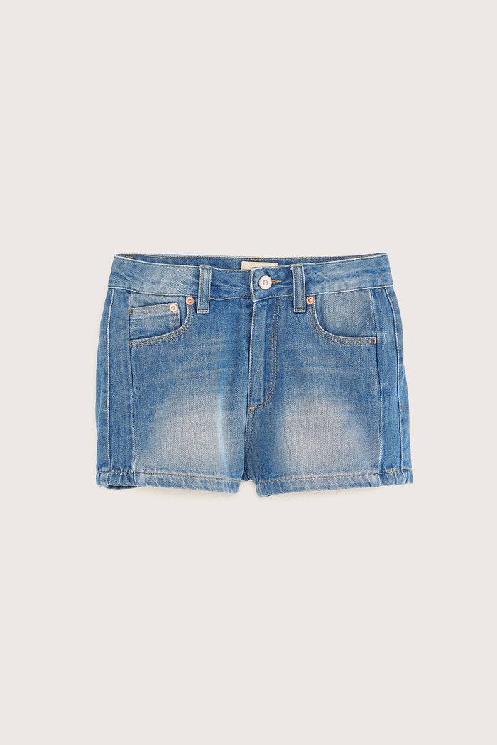 Bellerose Short En Jean Bleu Taille Haute Pour Filles