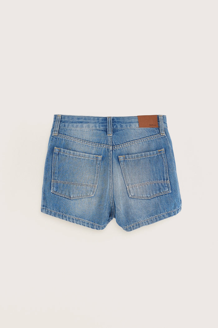 Bellerose Short En Jean Bleu Taille Haute Pour Filles