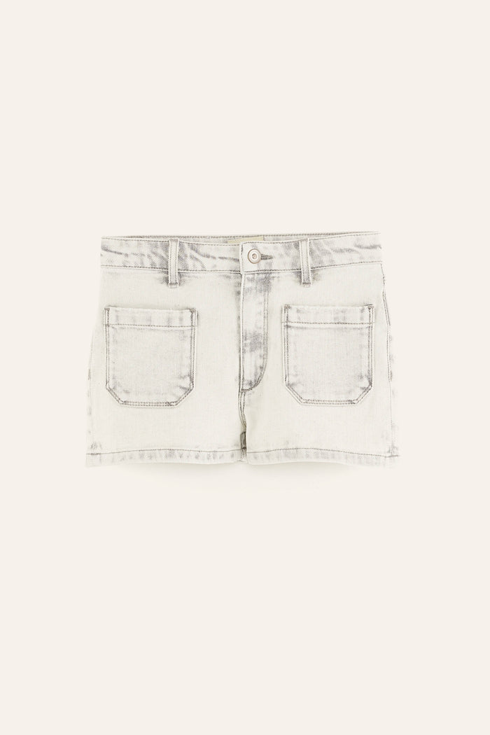 Bellerose Short En Jean Gris Taille Haute Pour Filles