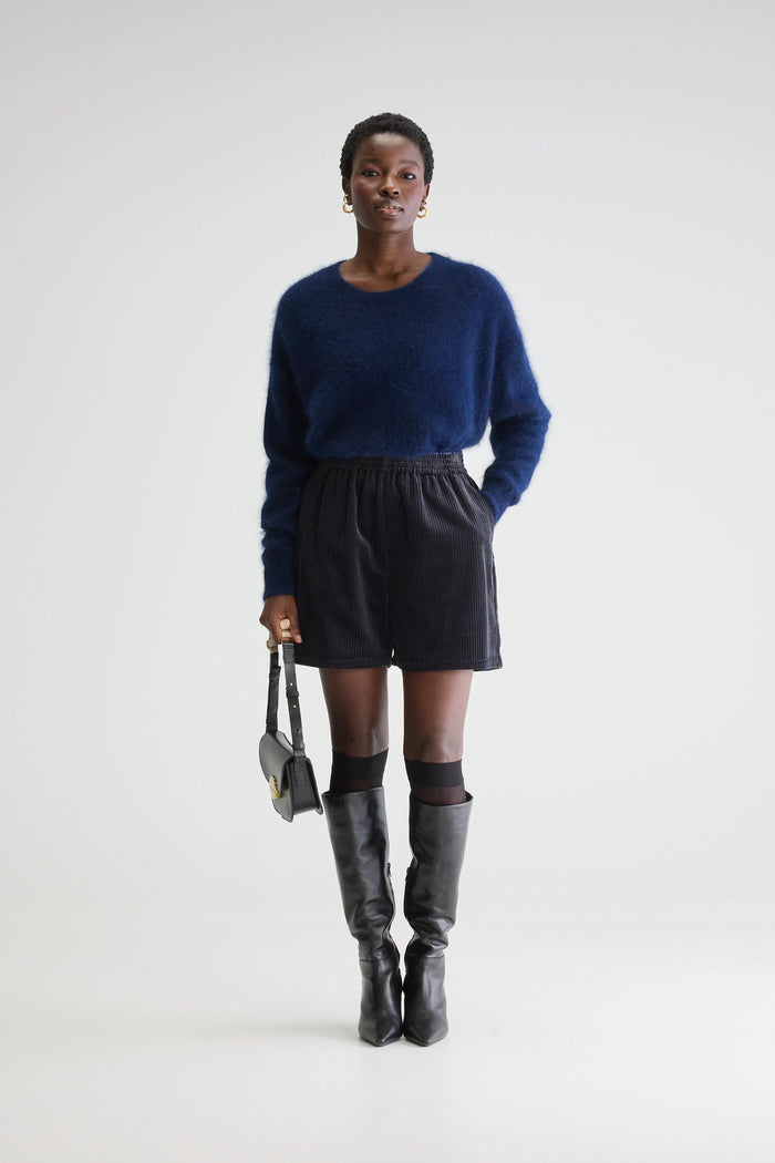 Bellerose Short En Velours Côtelé Bleu Marine Pour Femmes
