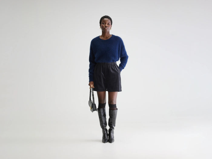 Bellerose Short En Velours Côtelé Bleu Marine Pour Femmes
