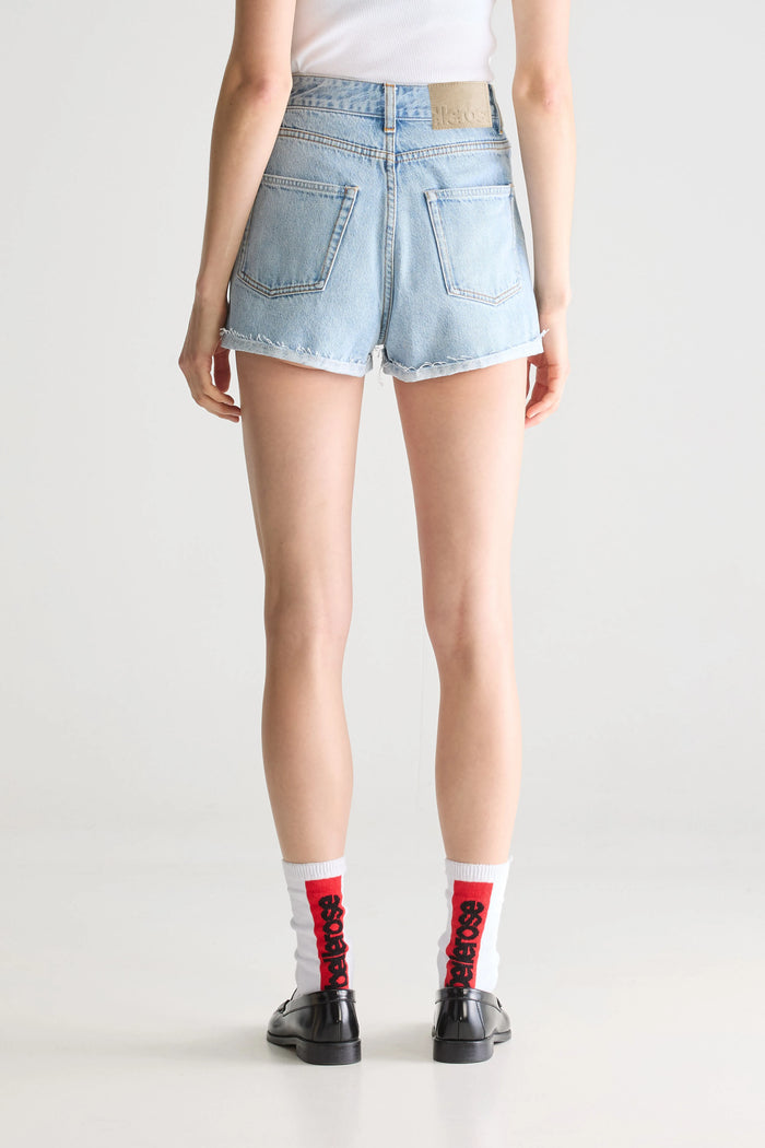 Bellerose Short Taille Haute En Denim Bleu Pour Femmes