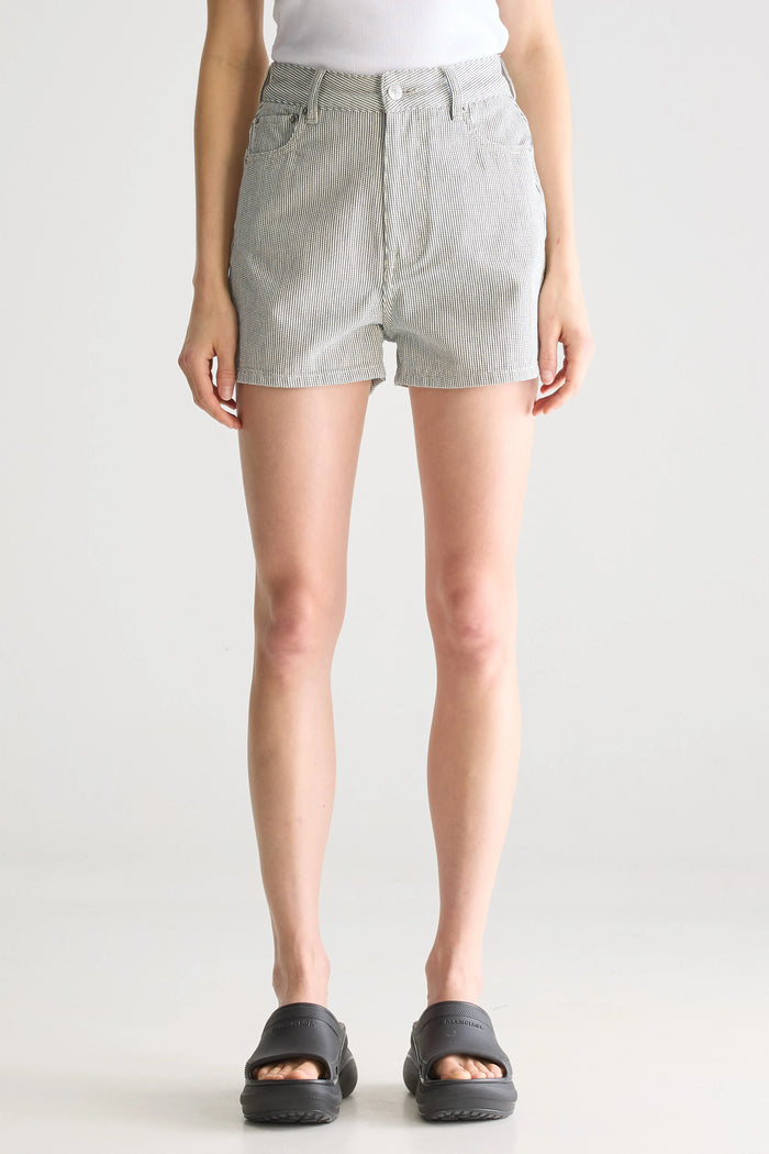 Bellerose Short Taille Haute En Denim Rayé Pour Femmes