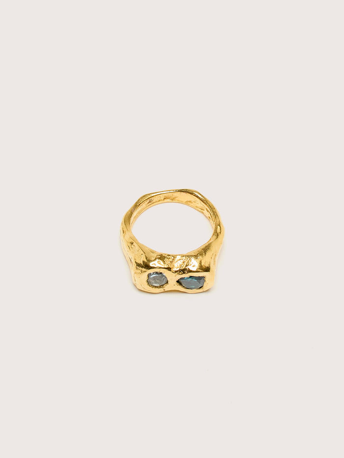 Simuero Simuero Bague En Or Buzo Avec Topaze Bleue