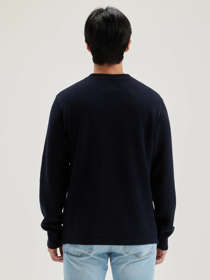 Bellerose Sweatshirt Col Rond Bleu Marine Pour Hommes