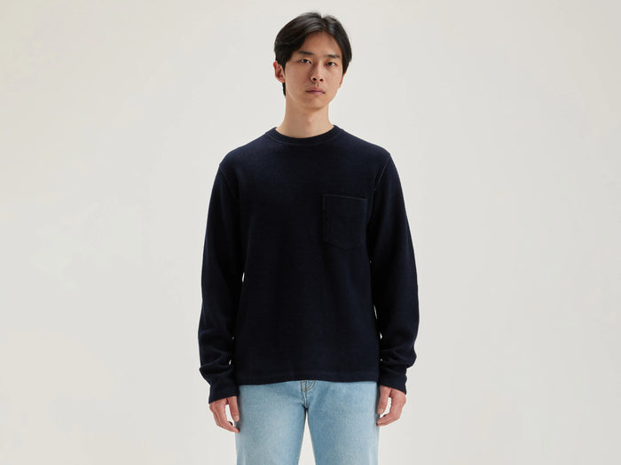 Bellerose Sweatshirt col rond bleu marine pour hommes