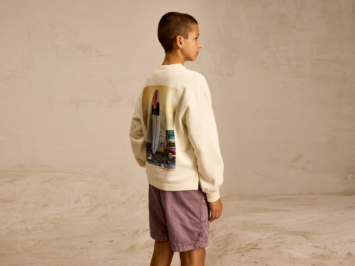 Bellerose Sweatshirt col rond graphique crème pour garçons