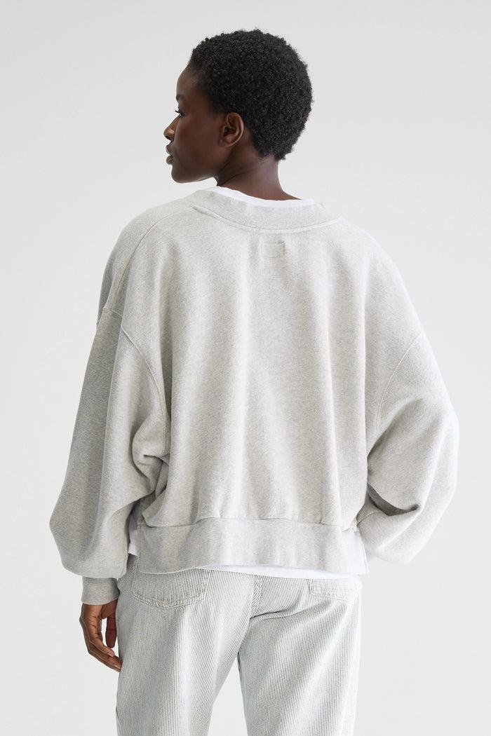 Bellerose Sweatshirt Cropped Col En V Gris Pour Femmes
