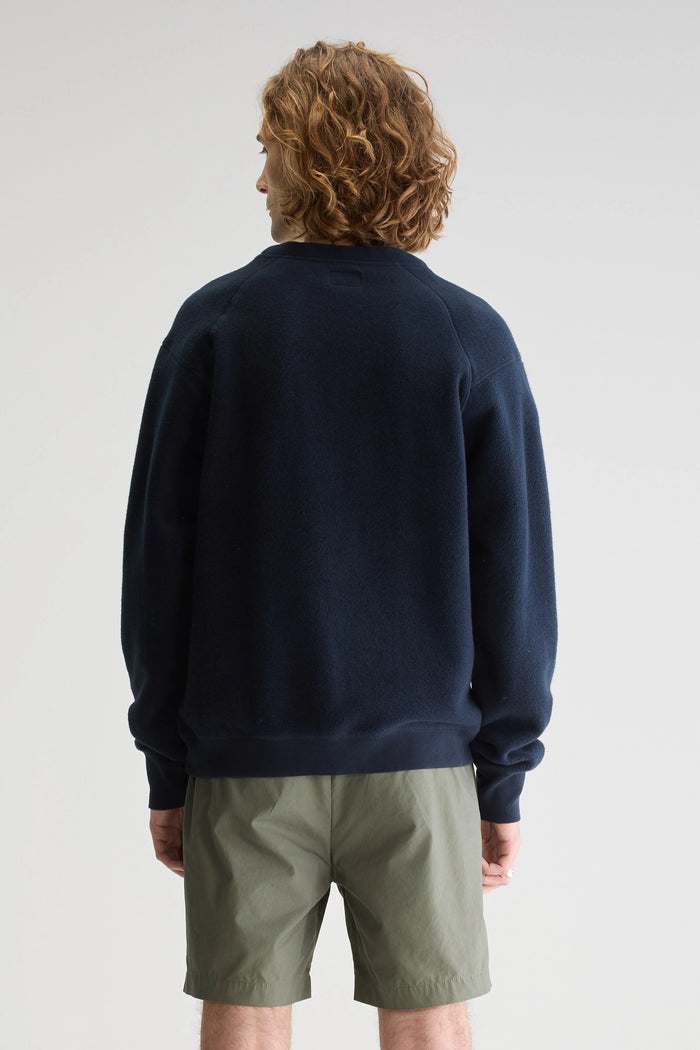 Bellerose Sweatshirt Polaire Bleu Col Rond Pour Homme