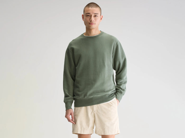 Bellerose Sweatshirt polaire vert col rond pour homme