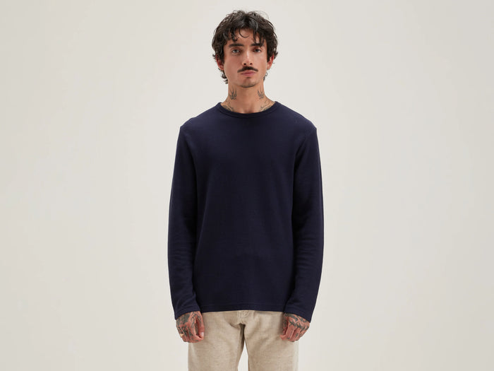 Bellerose T-shirt à manches longues bleu marine pour hommes