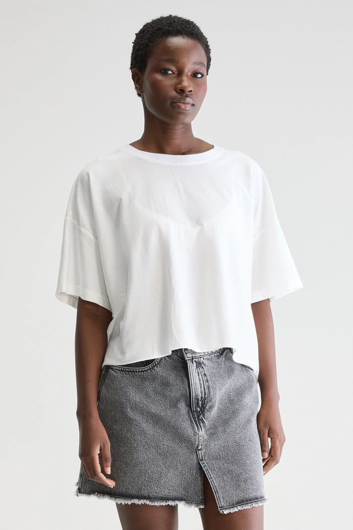 Bellerose T-shirt Cropped Oversize Blanc Pour Femmes