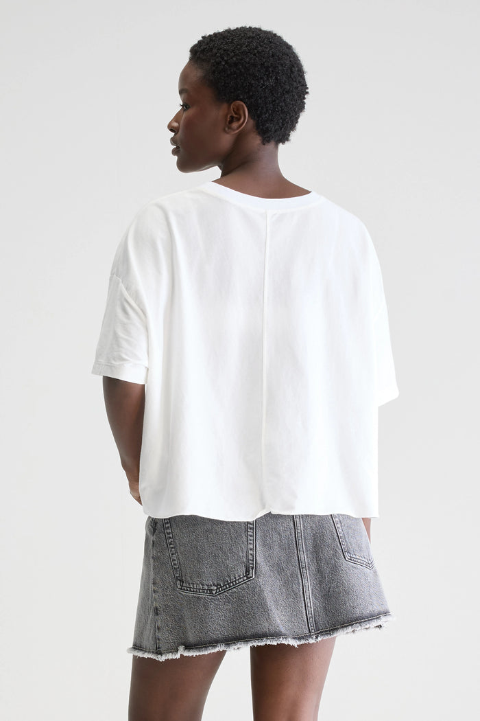 Bellerose T-shirt Cropped Oversize Blanc Pour Femmes