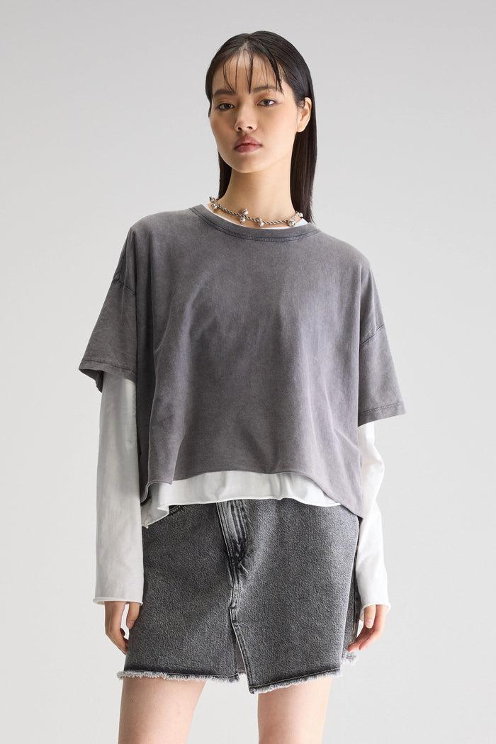 Bellerose T-shirt Cropped Oversize Noir Pour Femmes