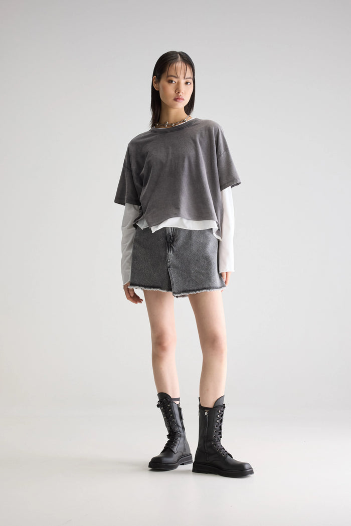 Bellerose T-shirt Cropped Oversize Noir Pour Femmes
