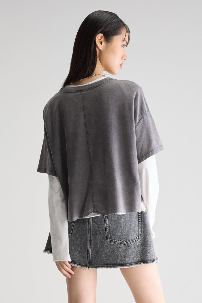 Bellerose T-shirt Cropped Oversize Noir Pour Femmes