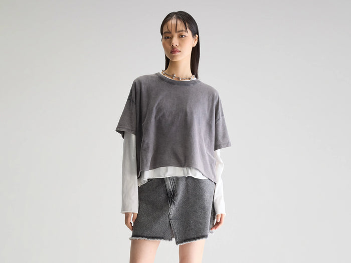 Bellerose T-shirt cropped oversize noir pour femmes