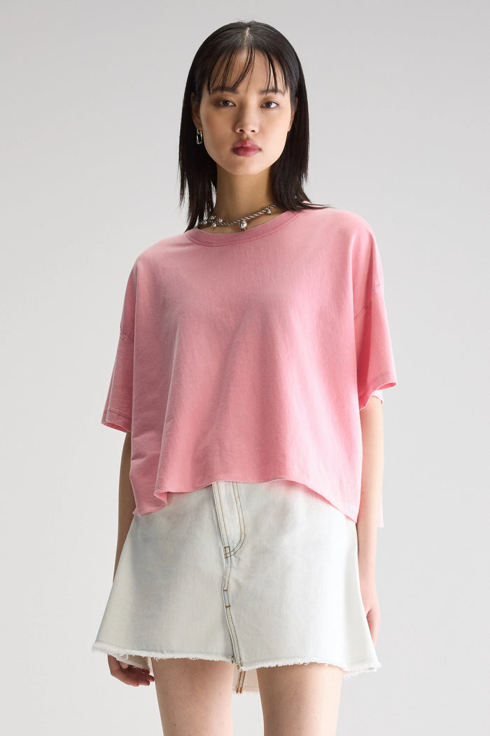 Bellerose T-shirt Cropped Oversize Rose Pour Femmes