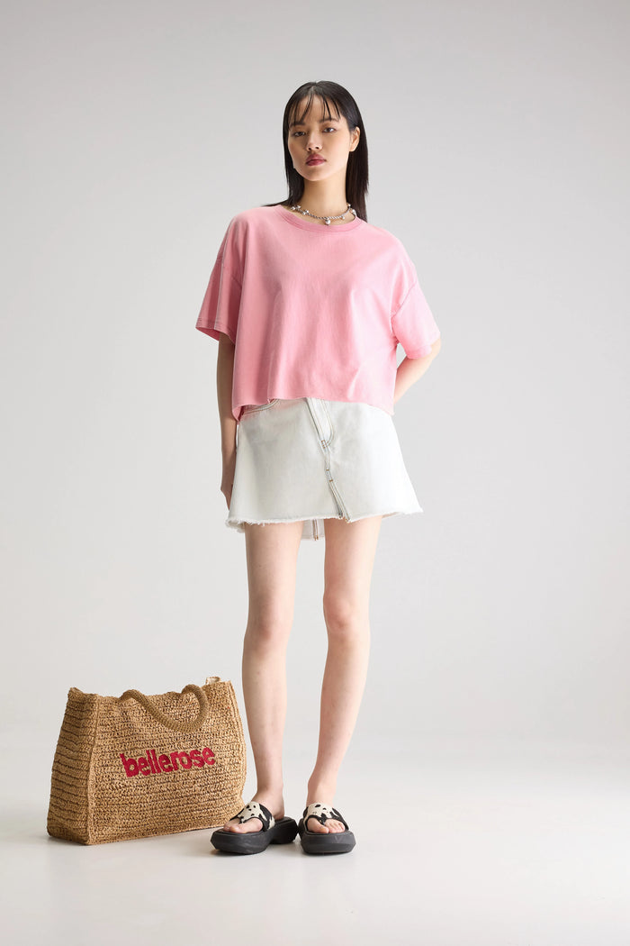 Bellerose T-shirt Cropped Oversize Rose Pour Femmes