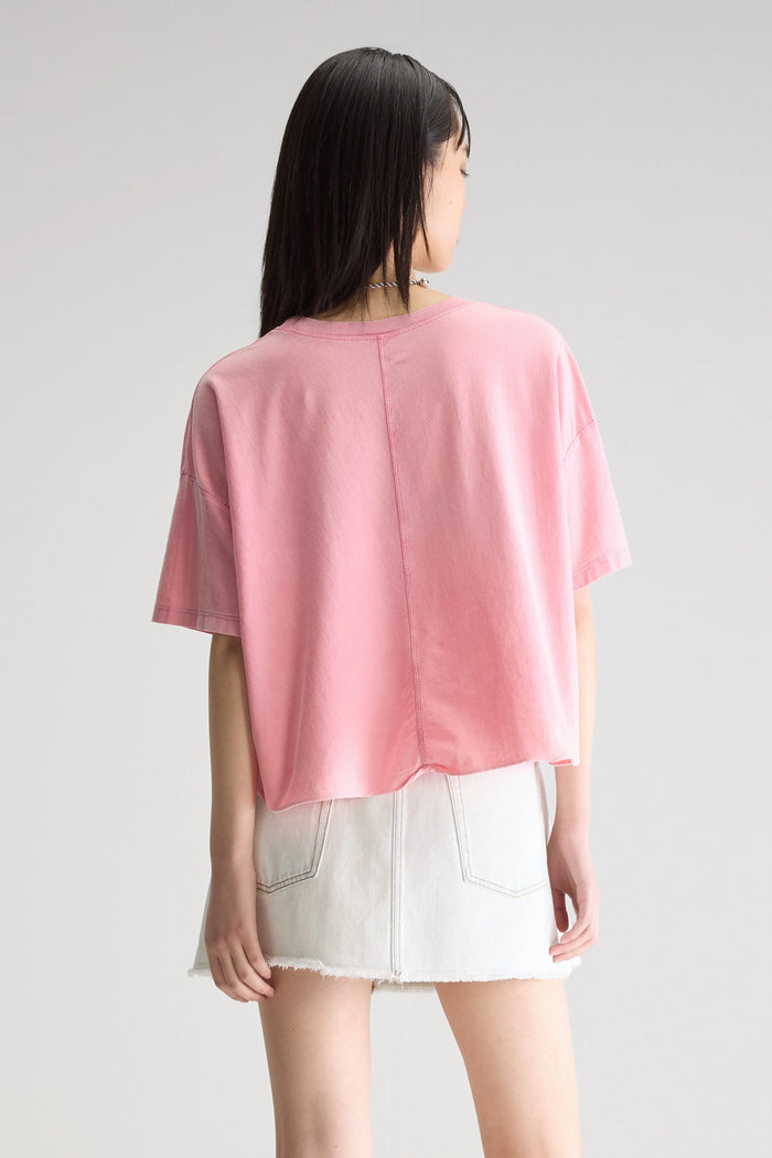 Bellerose T-shirt Cropped Oversize Rose Pour Femmes