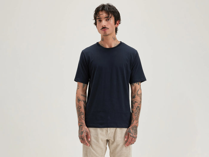 Bellerose T-shirt en coton à manches courtes bleu marine pour hommes