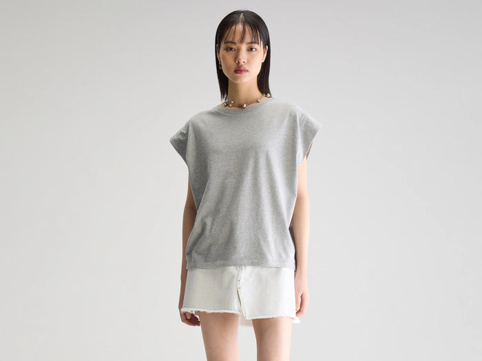 Bellerose T-shirt gris avec épaules repliées pour femmes