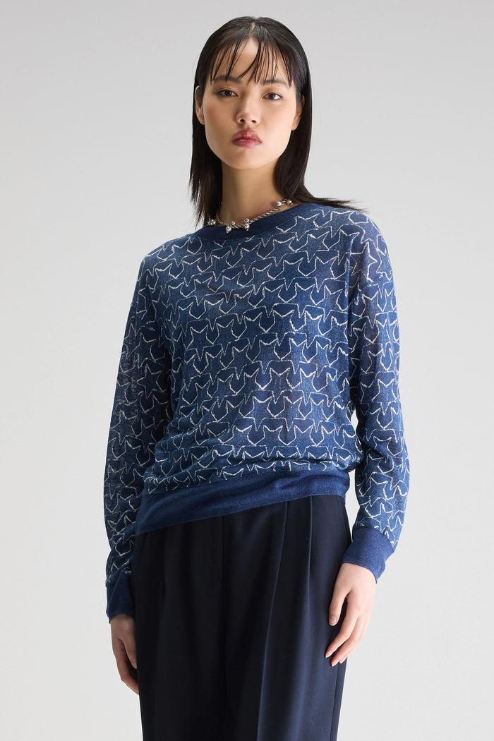 Bellerose T-shirt Manches Longues Imprimé étoilé Bleu Pour Femmes