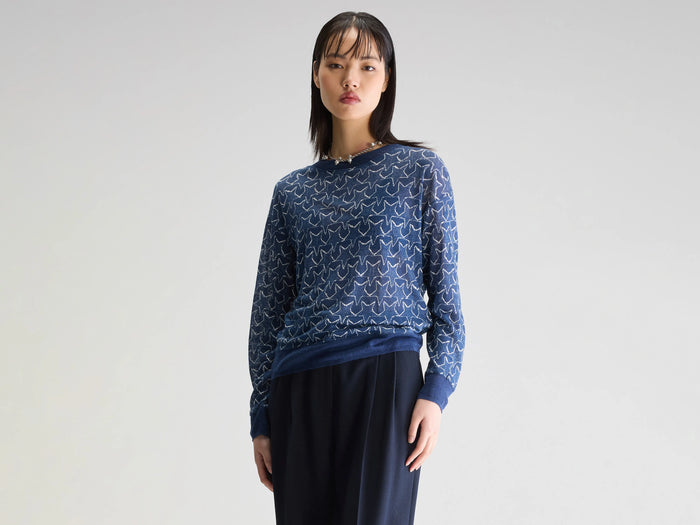 Bellerose T-shirt manches longues imprimé étoilé bleu pour femmes