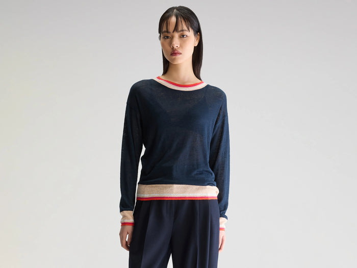 Bellerose T-shirt manches longues rayé bleu pour femmes