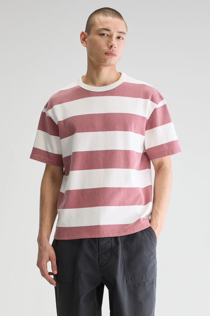 Bellerose T-shirt Rayé Rouge à Manches Courtes Pour Homme