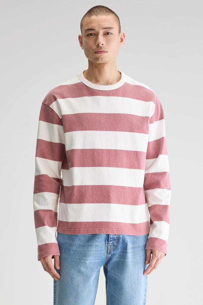 Bellerose T-shirt Rayé Rouge à Manches Longues Pour Homme