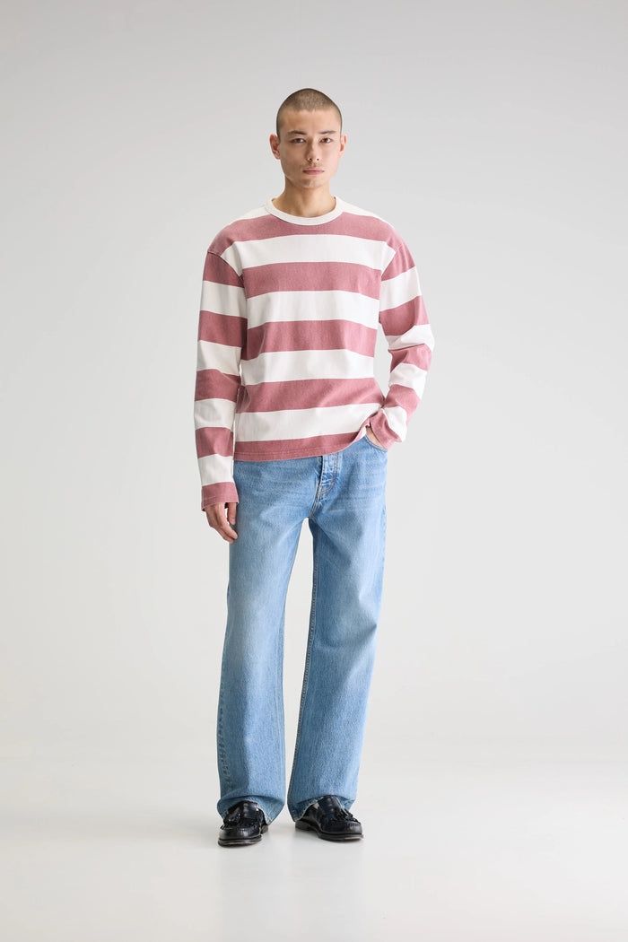 Bellerose T-shirt Rayé Rouge à Manches Longues Pour Homme
