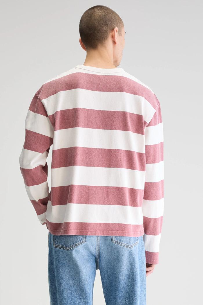 Bellerose T-shirt Rayé Rouge à Manches Longues Pour Homme