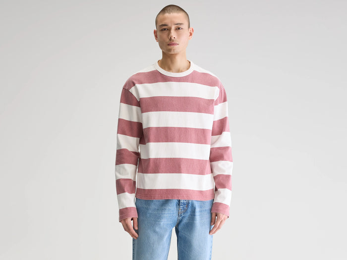 Bellerose T-shirt rayé rouge à manches longues pour homme